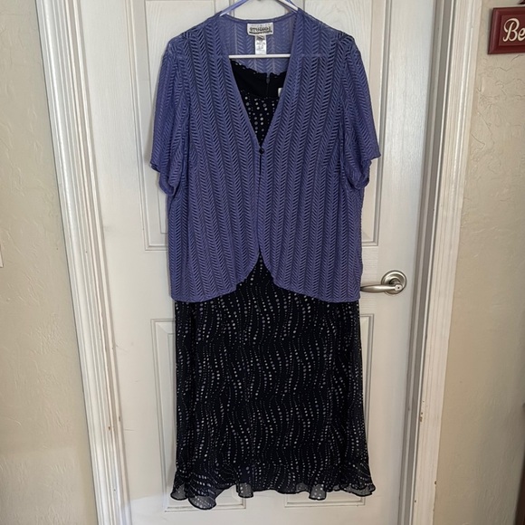 Studio I Women’s Petite Purple and Navy Two-Piece Dress Set 18WP - Picture 1 of 4
